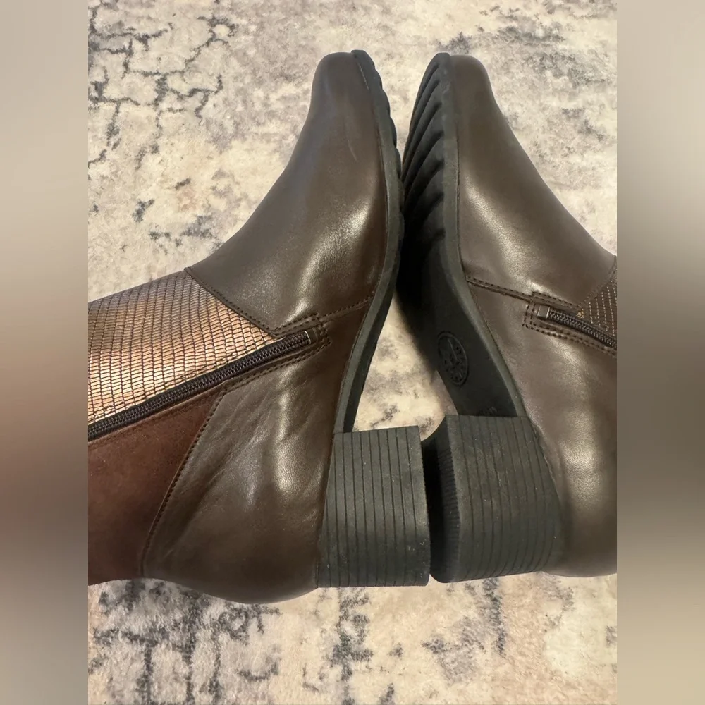 Mephisto Garita Dark Brown Side Zip Ankle Boots Booties Women’s Sz 8 - Picture 5 of 8